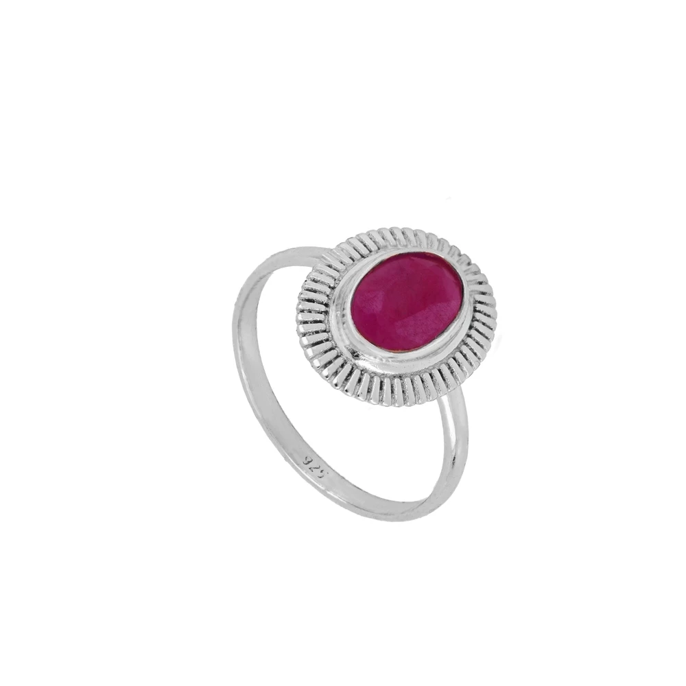 Anillo Calcedonia fucsia