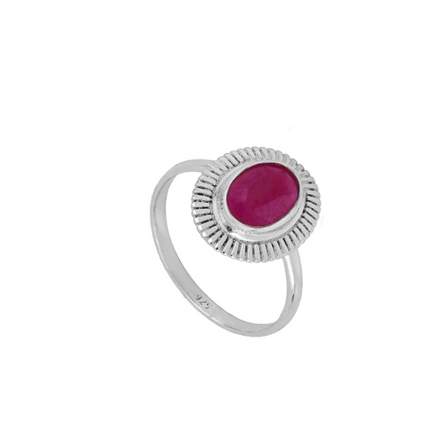 Anillo Calcedonia fucsia
