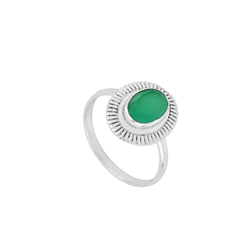 Anillo calcedonia verde