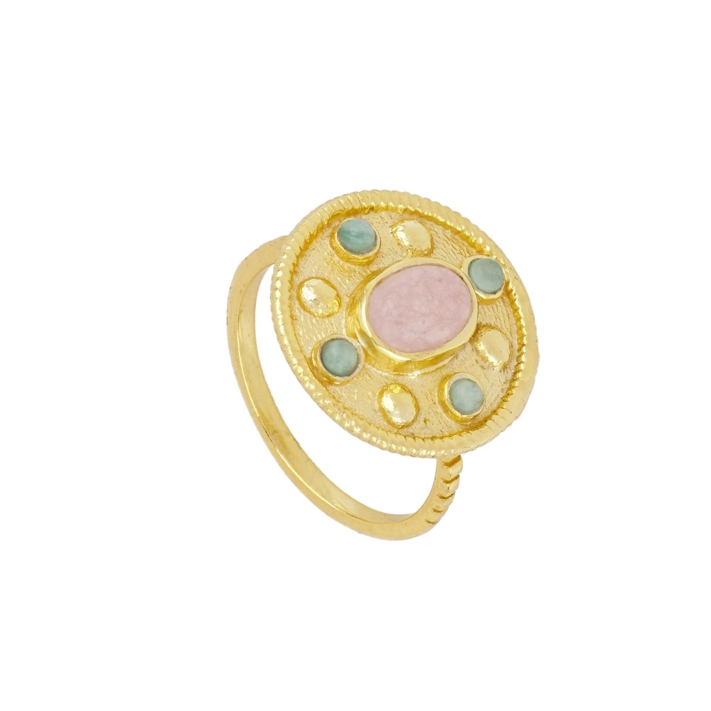 Anillo calcedonia con amazonitas