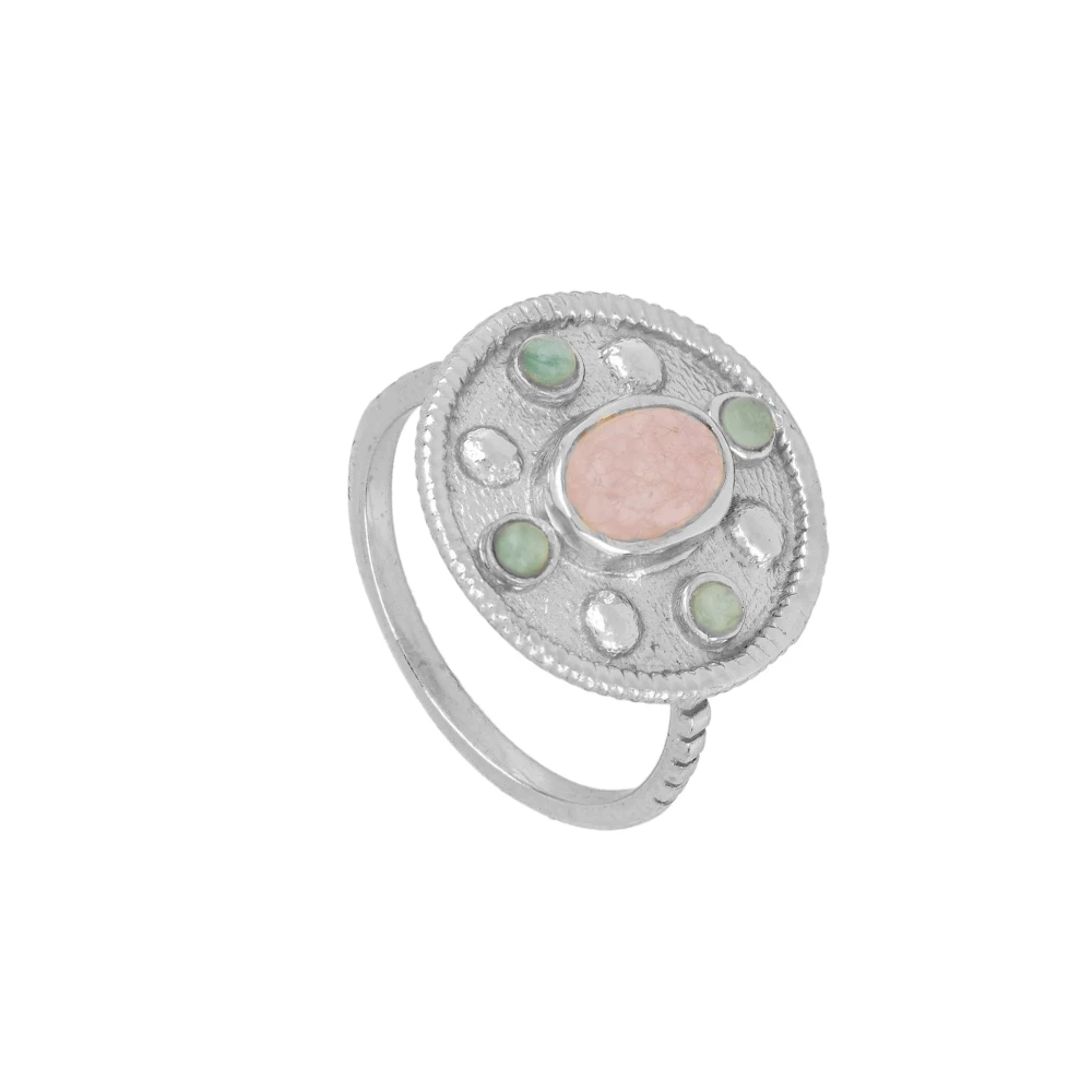 Anillo calcedonia con amazonitas