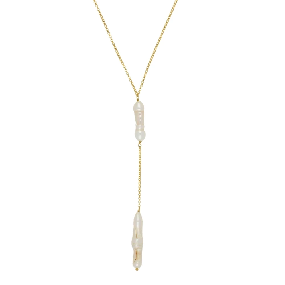 Collar de dos perlas blancas stick