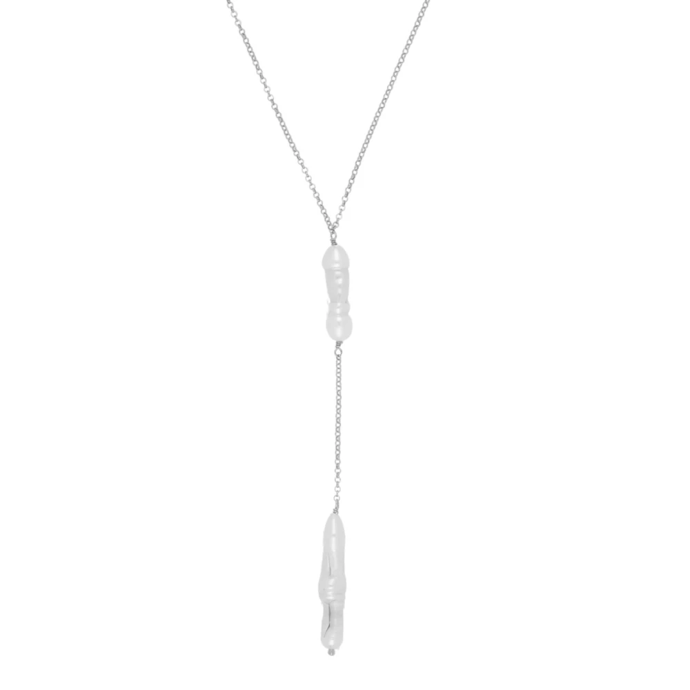 Collar de dos perlas blancas stick