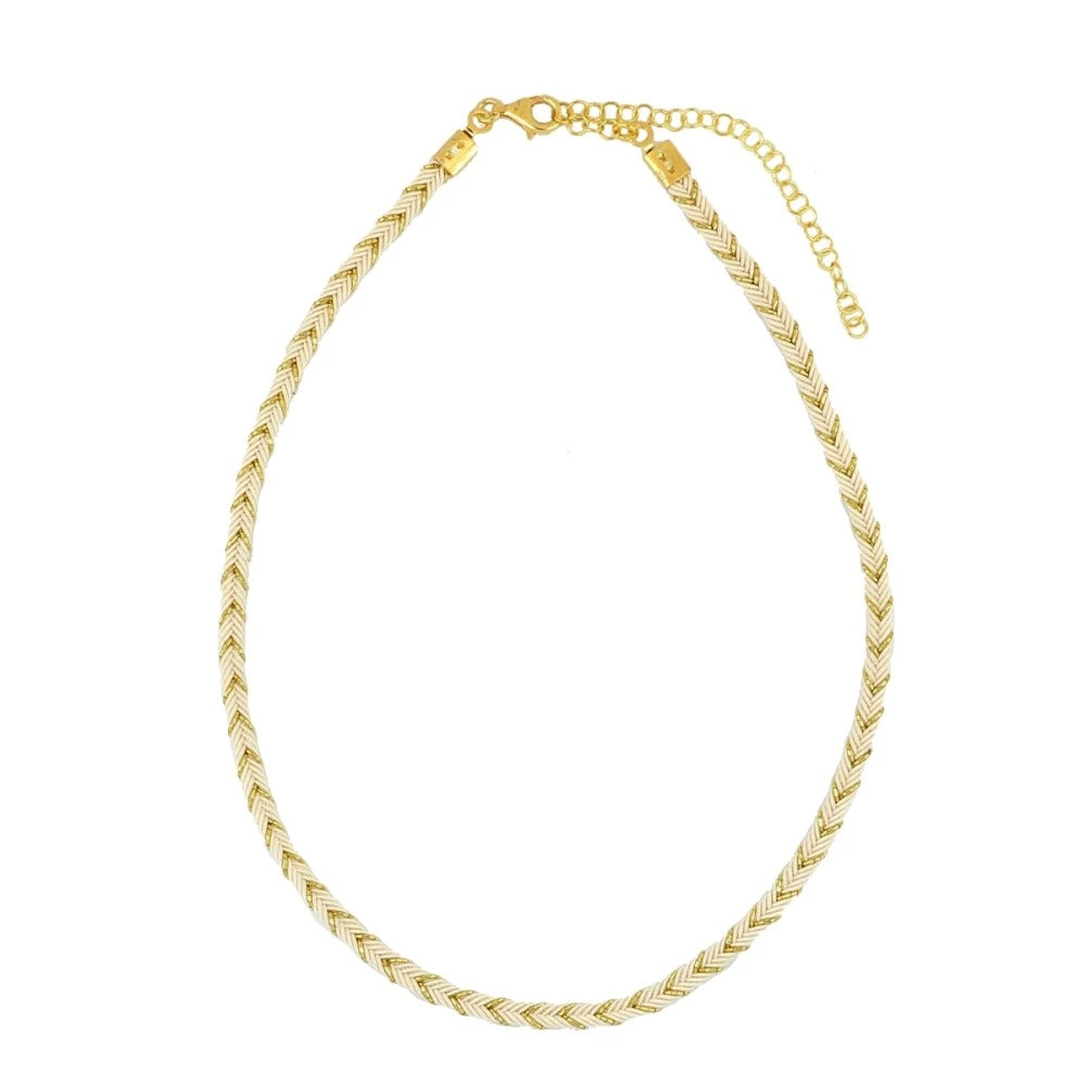 Collar cordón negro y crema