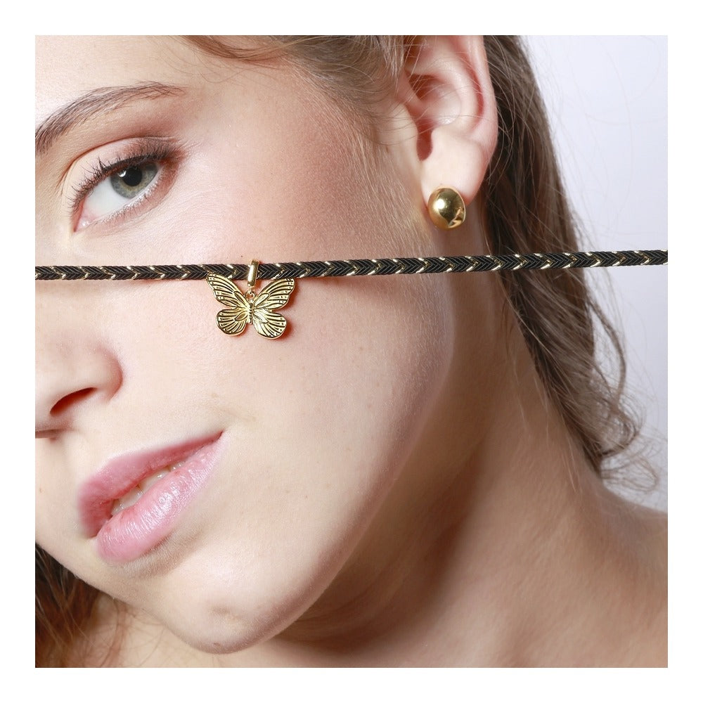 Collar cordón negro y crema