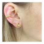 Ear cuff hexágono circonitas